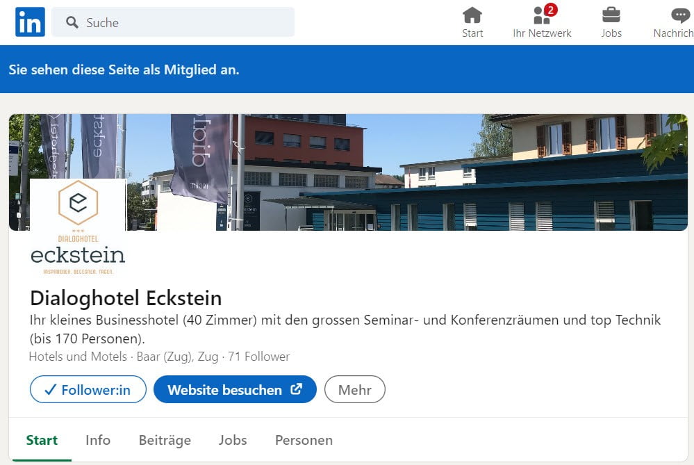 Dialoghotel Eckstein neu auch auf LinkedIn präsent